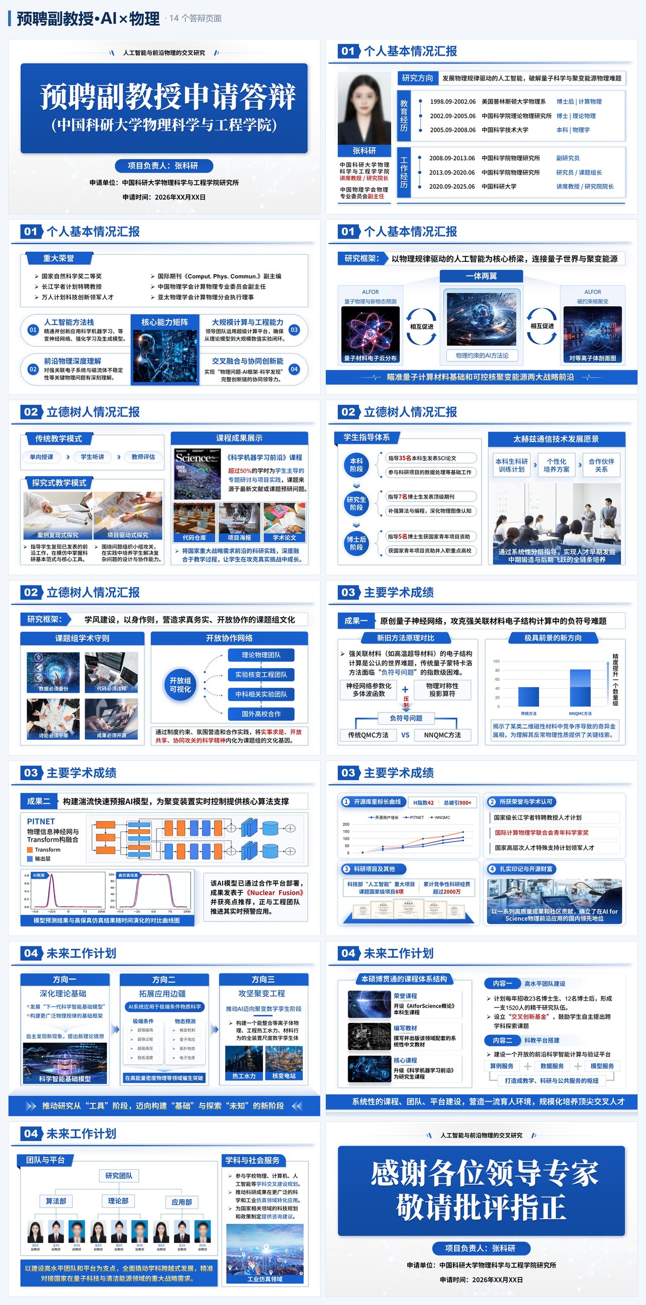 预聘副教授 · AI × 物理 · 完整答辩 PPT 演示